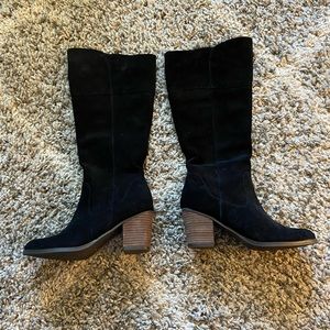 Crown Vintage suede boots 3" stacked heel 7.5M black